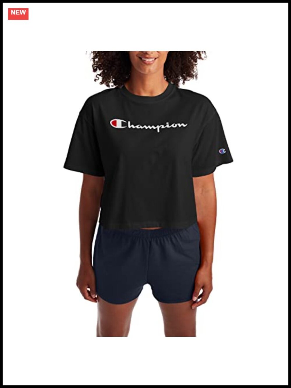 Champion Cropped T-Shirt Cotton Blend Boxy Fit Crew Neck